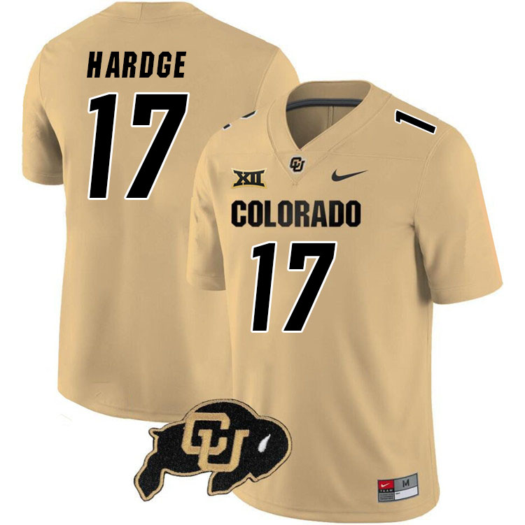 Colorado Buffaloes #17 Isaiah Hardge Big 12 Conference College Football Jerseys Stitched Sale-Gold